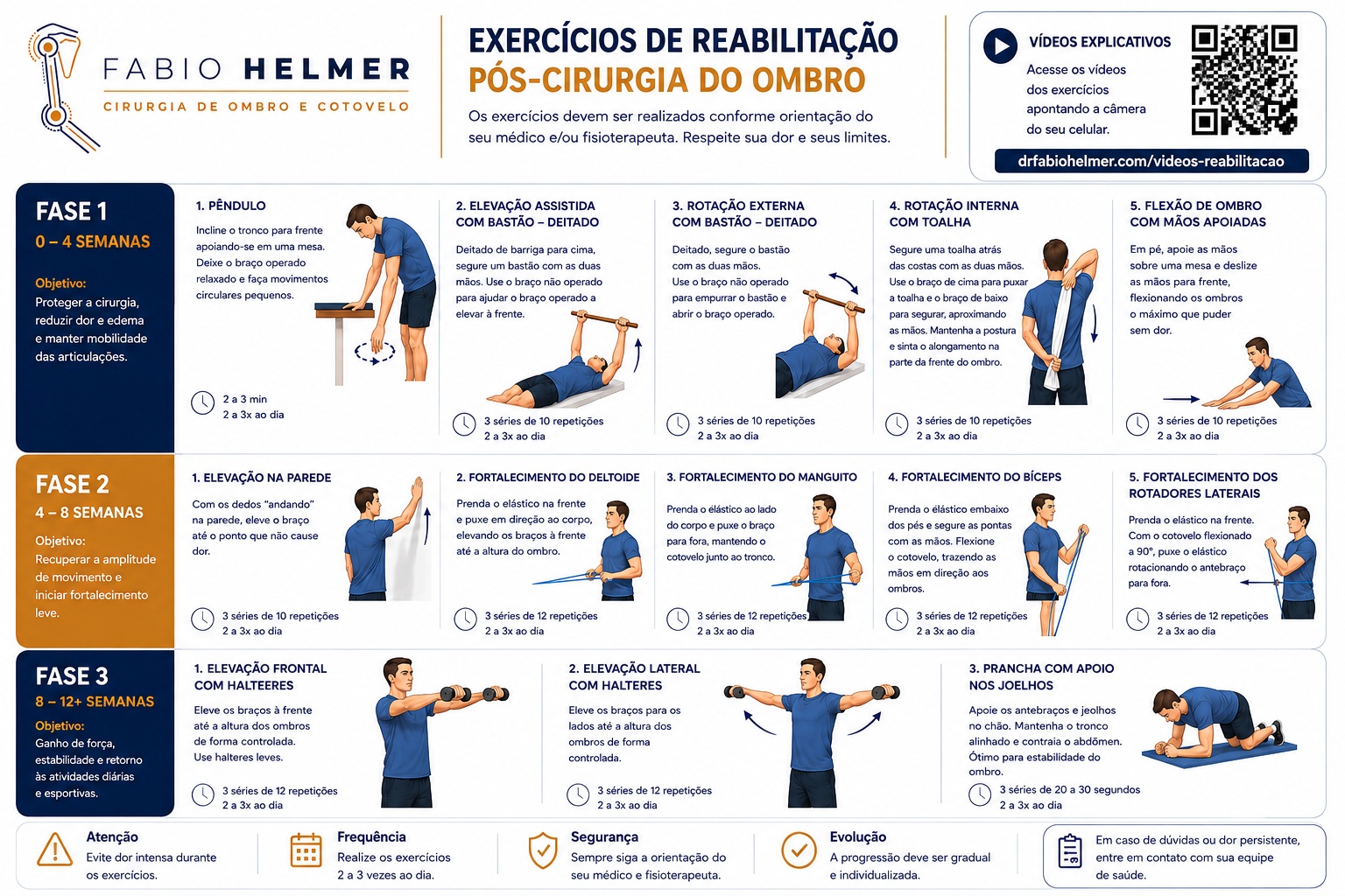 Folder de exercícios de reabilitação pós-cirurgia do ombro